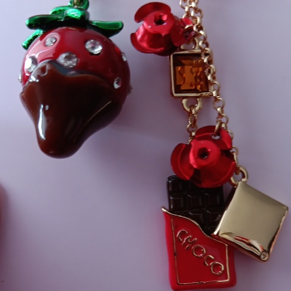 Betsey Johnson Red Heart and Chocolate Earrings - Picture 3 of 5